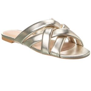 Stuart Weitzman NEW Crossover Slide Size 7 1/2 Sandals Gold